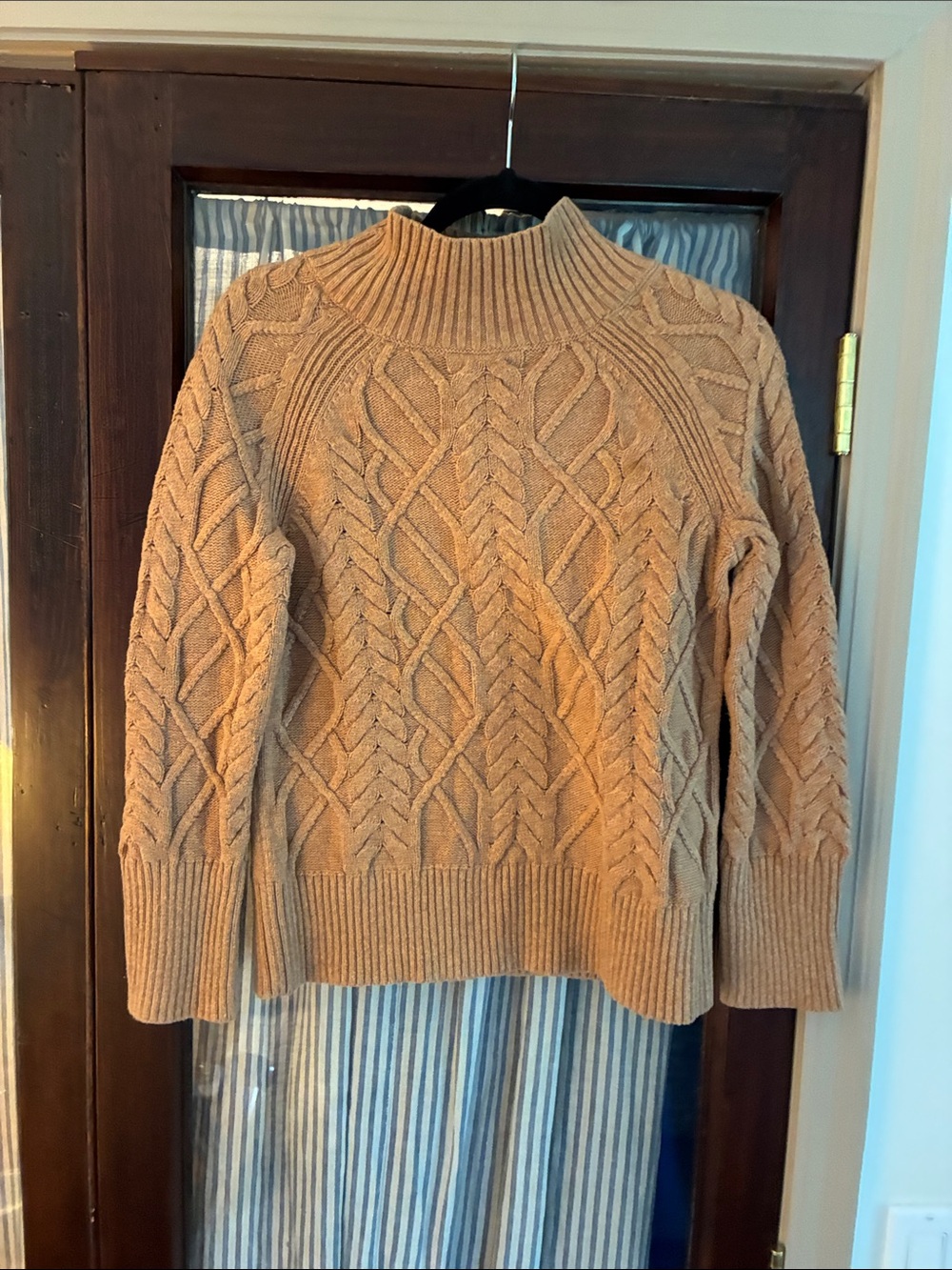 Talbots Cable Knit Mock Neck Sweater - Camel